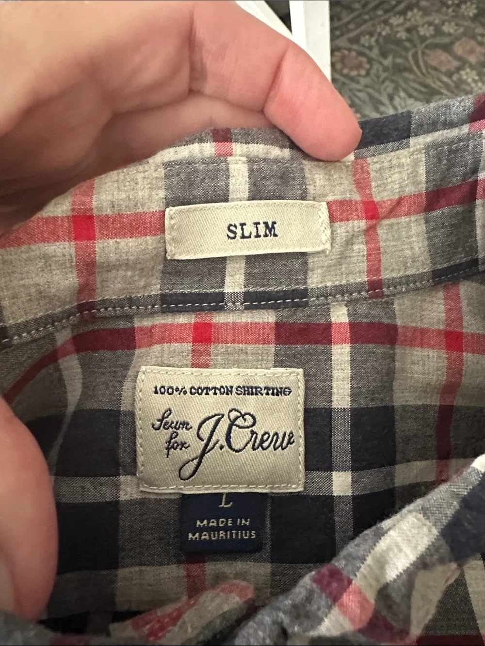 J. Crew Slim Button-Down Plaid Shirt - Navy, Red & White